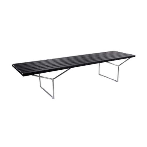Banco Bertoia - Cor Preta com Base Cromada
