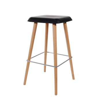 Banqueta Eames Eiffel Wood Reta - Cor Preta