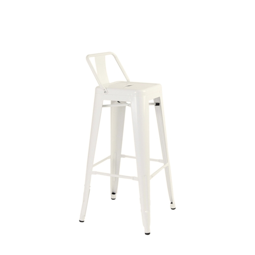 Banqueta Tolix Alta com Encosto Baixo - Branca Off White