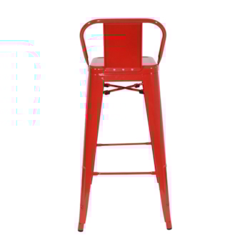 Banqueta Tolix Alta Com Encosto Baixo - Vermelha