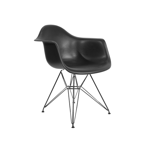 Cadeira Charles Eames Eiffel Com Braços - Base em Aço Preto - Assento em Polipropileno Cor Preta