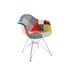 Cadeira Charles Eames Eiffel Com Braços - Base Metal Cromada - Assento Patchwork Losango