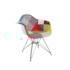 Cadeira Charles Eames Eiffel Com Braços - Base Metal Preta - Assento Patchwork Losango