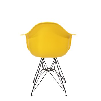 Cadeira Charles Eames Eiffel Com Braços e Base em Aço Preto - Assento em Polipropileno Cor Amarela