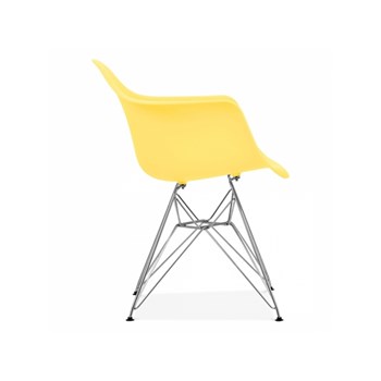 Cadeira Charles Eames Eiffel Com Braços e Base em Metal Cromado - Assento em Polipropileno Cor Amarela