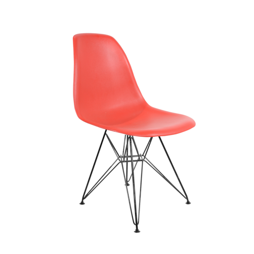 Cadeira Charles Eames Eiffel Sem Braços - Base em Aço Preto - Assento em Polipropileno Cor Vermelha