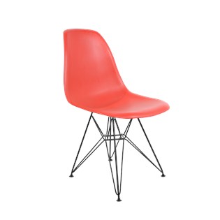 Cadeira Charles Eames Eiffel Sem Braços - Base em Aço Preto - Assento em Polipropileno Cor Vermelha