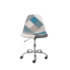 Cadeira Charles Eames Eiffel Sem Braços - Base Giratoria - Assento Patchwork Azul E Cinza