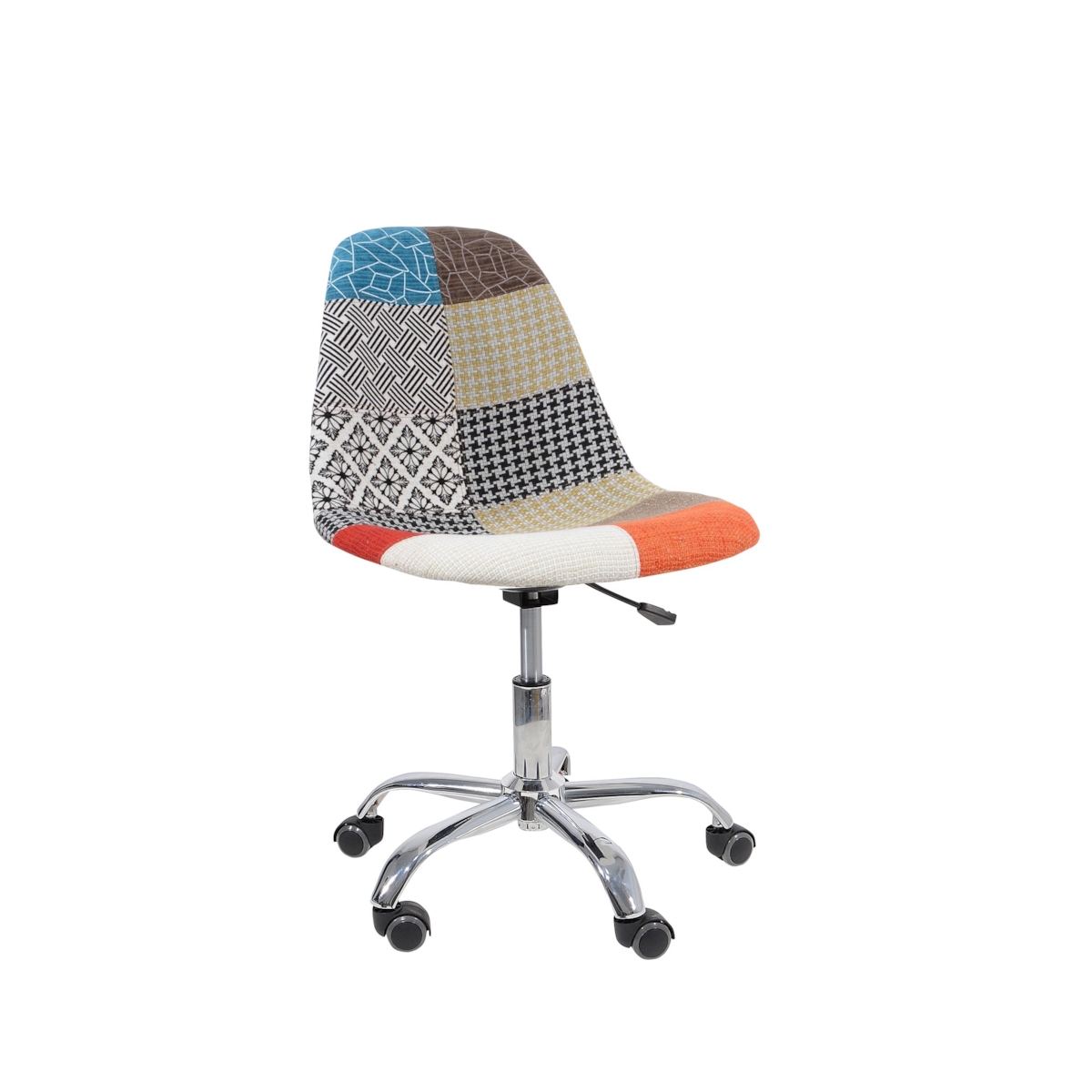 Cadeira Charles Eames Eiffel Sem Braços - Base Giratoria - Assento Patchwork Principal