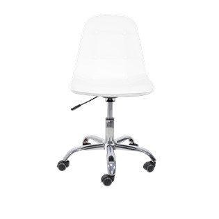 Cadeira Charles Eames Eiffel Sem Braços - Base Giratoria Cromada - Assento Botone Cor Branca