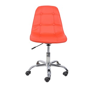 Cadeira Charles Eames Eiffel Sem Braços - Base Giratória Cromada - Assento Botonê Cor Vermelha Detalhes do Produto