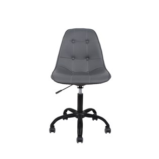 Cadeira Charles Eames Eiffel Sem Braços - Base Giratoria Preta - Assento Botone Cinza