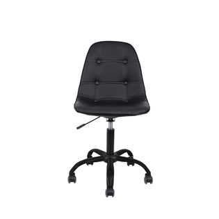 Cadeira Charles Eames Eiffel Sem Braços - Base Giratoria Preta - Assento Botone Preta