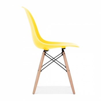 Cadeira Charles Eames Eiffel Sem Braços - Base Madeira - Assento em Polipropileno Cor Amarela