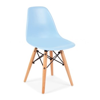 Cadeira Charles Eames Eiffel Sem Braços - Base Madeira - Assento em Polipropileno Cor Azul Claro