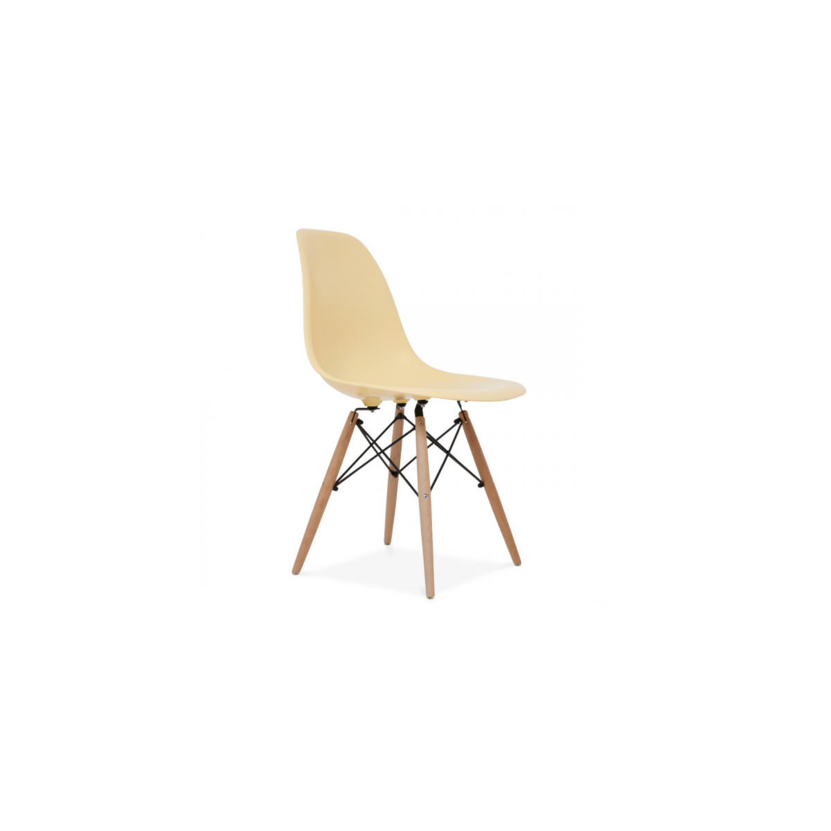 Cadeira Charles Eames Eiffel Sem Braços - Base Madeira - Assento em Polipropileno Cor Creme