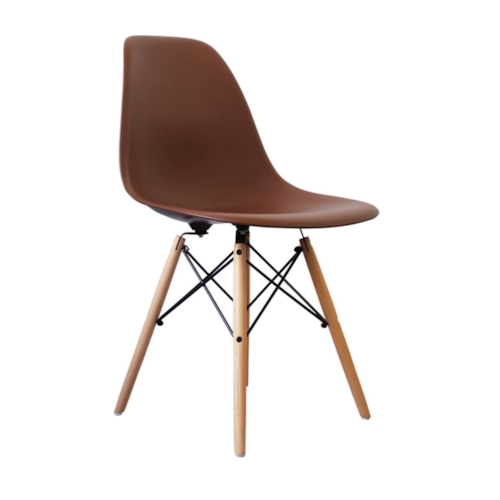 Cadeira Charles Eames Eiffel Sem Braços - Base Madeira - Assento em Polipropileno Cor Marrom