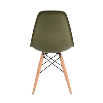 Cadeira Charles Eames Eiffel Sem Braços - Base Madeira - Assento Em Polipropileno Cor Verde Militar