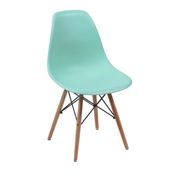 Cadeira Charles Eames Eiffel Sem Braços - Base Madeira - Assento em Polipropileno Cor Verde Tiffany