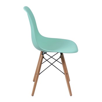 Cadeira Charles Eames Eiffel Sem Braços - Base Madeira - Assento em Polipropileno Cor Verde Tiffany