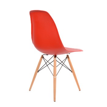 Cadeira Charles Eames Eiffel Sem Braços - Base Madeira - Assento em Polipropileno Cor Vermelha