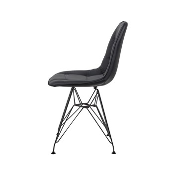 Cadeira Charles Eames Eiffel Sem Braços - Base Metal Preta - Assento Botone Preta