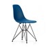 Cadeira Charles Eames Eiffel Sem Braços Com Base em Aço Preto - Assento em Polipropileno Cor Azul Médio