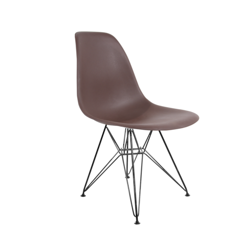 Cadeira Charles Eames Eiffel Sem Braços Com Base em Aço Preto - Assento em Polipropileno Cor Marrom