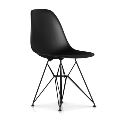 Cadeira Charles Eames Eiffel Sem Braços Com Base em Aço Preto - Assento em Polipropileno Cor Preta