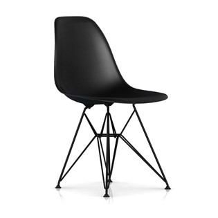 Cadeira Charles Eames Eiffel Sem Braços Com Base em Aço Preto - Assento em Polipropileno Cor Preta
