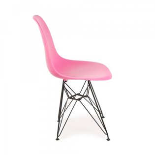 Cadeira Charles Eames Eiffel Sem Braços Com Base em Aço Preto - Assento em Polipropileno Cor Rosa
