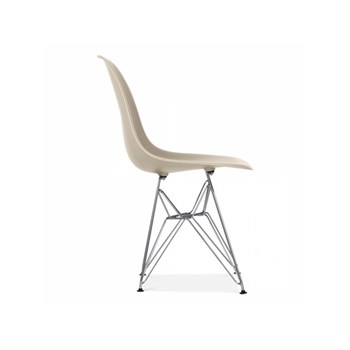 Cadeira Charles Eames Eiffel Sem Braços Com Base em Metal Cromado - Assento em Polipropileno Cor Bege