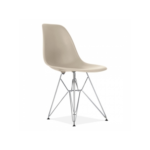 Cadeira Charles Eames Eiffel Sem Braços Com Base em Metal Cromado - Assento em Polipropileno Cor Bege