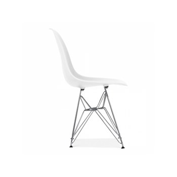 Cadeira Charles Eames Eiffel Sem Braços Com Base em Metal Cromado - Assento em Polipropileno Cor Branca