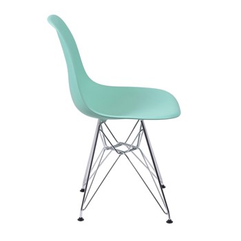 Cadeira Charles Eames Eiffel Sem Braços Com Base em Metal Cromado - Assento em Polipropileno Cor Verde Tiffany