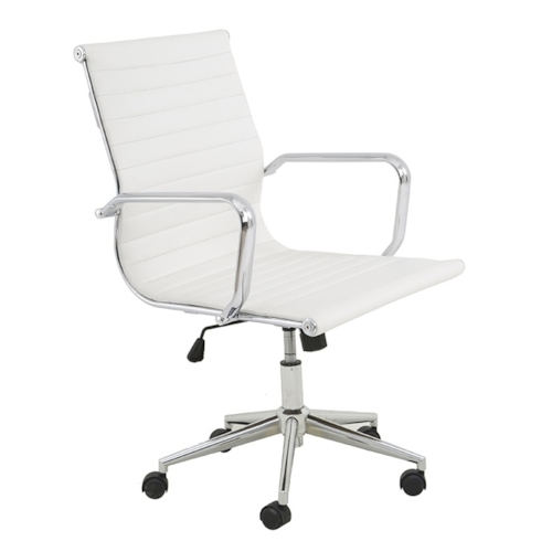 Cadeira De Escritório Presidente Charles Eames Esteira Baixa - Cor Branca Cadeira De Escritório Presidente Charles Eames Esteira Baixa - Cor Branca