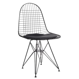 Cadeira Eames Aramada - Aço Preto - Almofada Preta