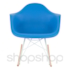 Cadeira Eames Eiffel Balanço - Base em Aço Branco e Madeira Clara - Assento Cor Azul