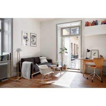 Cadeira Eames Eiffel Balanço - Base em Aço Cromado e Madeira Clara - Assento Cor Branca