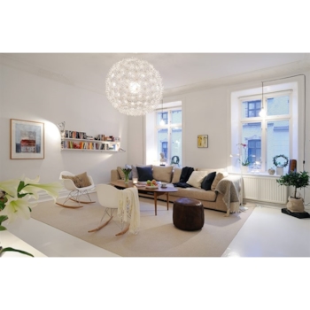 Cadeira Eames Eiffel Balanço - Base em Aço Cromado e Madeira Clara - Assento Cor Branca