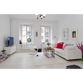 Cadeira Eames Eiffel Balanço - Base em Aço Cromado e Madeira Clara - Assento Cor Branca