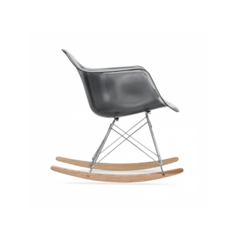 Cadeira Eames Eiffel Balanço - Base em Aço Cromado e Madeira Clara - Assento Cor Fumê