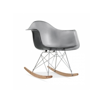 Cadeira Eames Eiffel Balanço - Base em Aço Cromado e Madeira Clara - Assento Cor Fumê