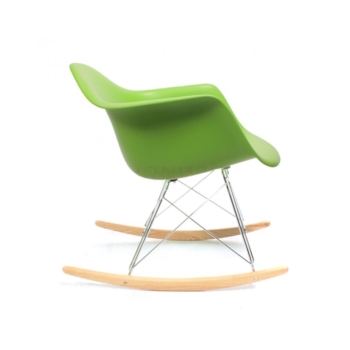 Cadeira Eames Eiffel Balanço - Base em Aço Cromado e Madeira Clara - Assento Cor Verde