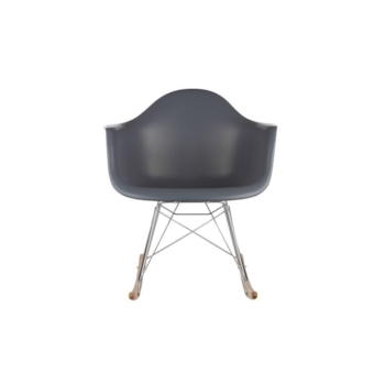 Cadeira Eames Eiffel Balanço - Base Metal Cromado e Madeira Clara - Cor Cinza-Escuro