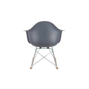 Cadeira Eames Eiffel Balanço - Base Metal Cromado e Madeira Clara - Cor Cinza-Escuro