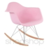 Cadeira Eames Eiffel Balanço - Base Metal Cromado e Madeira Clara - Cor Creme