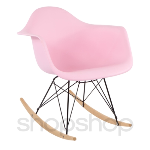 Cadeira Eames Eiffel Balanço - Base Metal Preto e Madeira Clara - Cor Verde