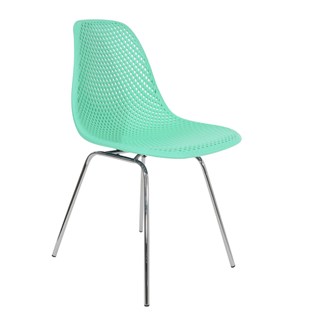 Cadeira Eiffel Colméia - Base DSX Cromada - Cor Verde Tiffany