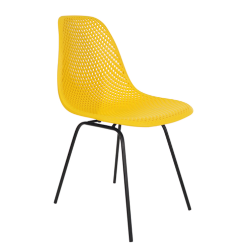 Cadeira Eiffel Colméia - Base DSX Preta - Cor Amarela Cadeira Eiffel Colméia - Base DSX Preta - Cor Amarela